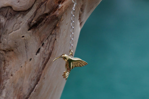 Hummingbird earrings - brass