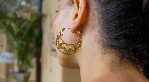 Love bird earrings - brass