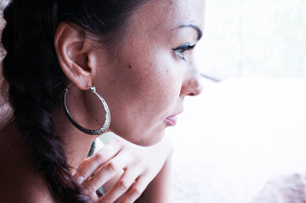 Gypsy hoop earrings - silver plated