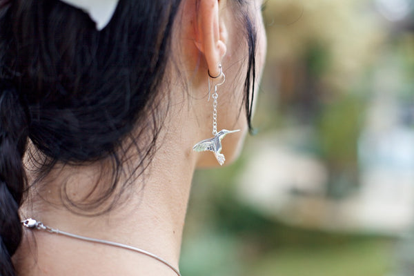 Hummingbird earrings - silver plated