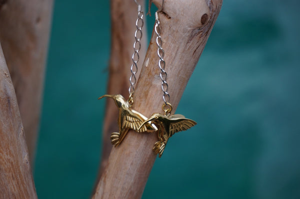 Hummingbird earrings - brass