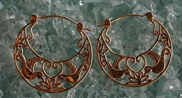 Love bird earrings - brass