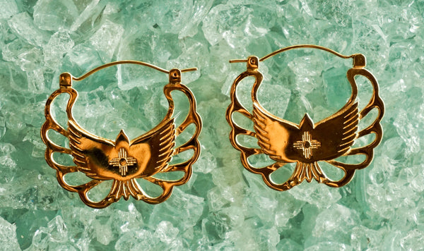 Golden eagle earrings - brass