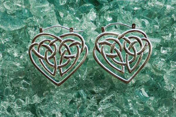 Celtic Heart earrings - silver plated