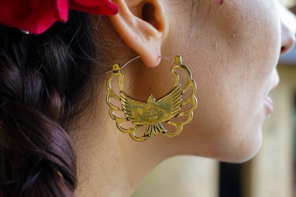 Golden eagle earrings - brass
