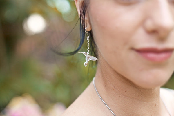 Hummingbird earrings - silver plated